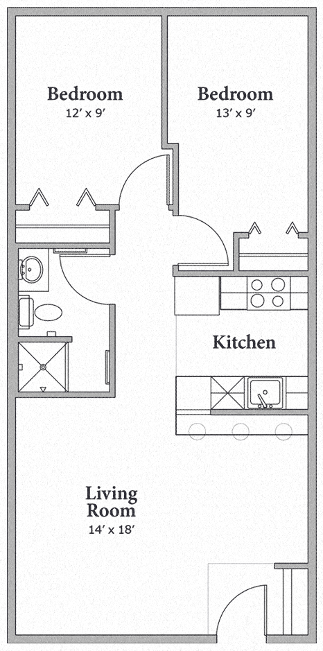 2 Bed 1 Bath Floorplan at Middle Creek Village LLC, Vail, CO